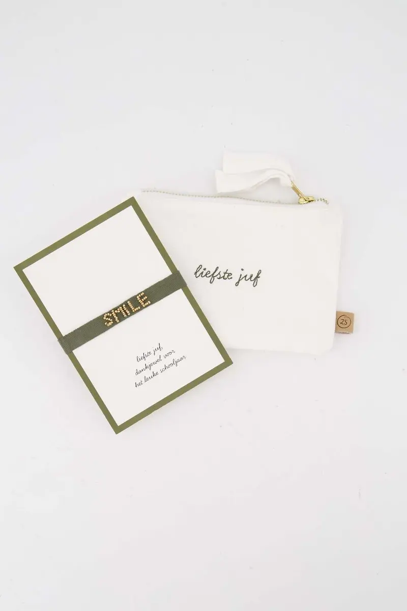 Zusss Set Van Een Etui 'Liefste Juf' En Ansichtkaart Armbandje 'Liefste Juf'