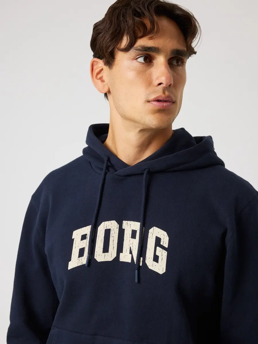 Björn Borg Classic Print Hoodie Heren Trui Met Capuchon Mannen Heren - Katoen - Donkerblauw - Maat S