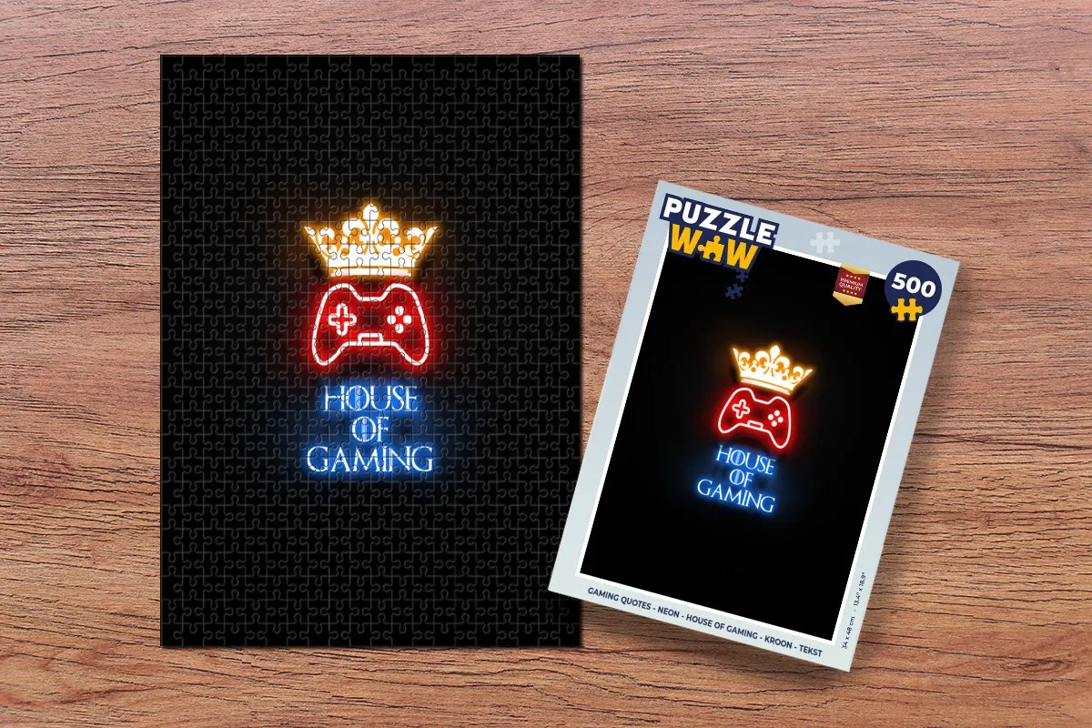 PuzzleWow Gaming Quotes Neon Kroon Legpuzzel 500 Stuks - Multicolor