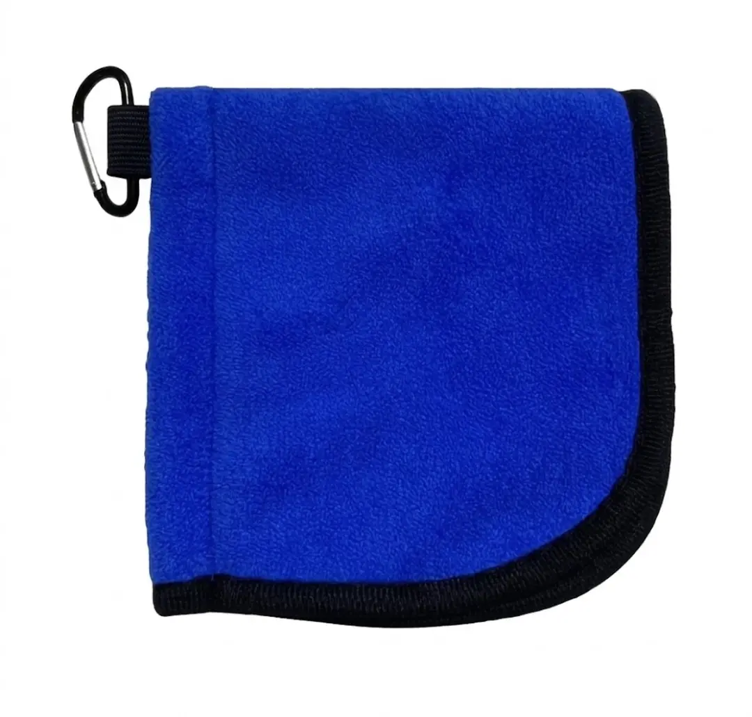 Golfhanddoek blauw microvezel golfhanddoek unisex met karabijnhaak opvouwbaar sneldrogend superabsorberend 15 x 15 cm compacte reinigingsdoek geschikt voor golfbag golf accessoires