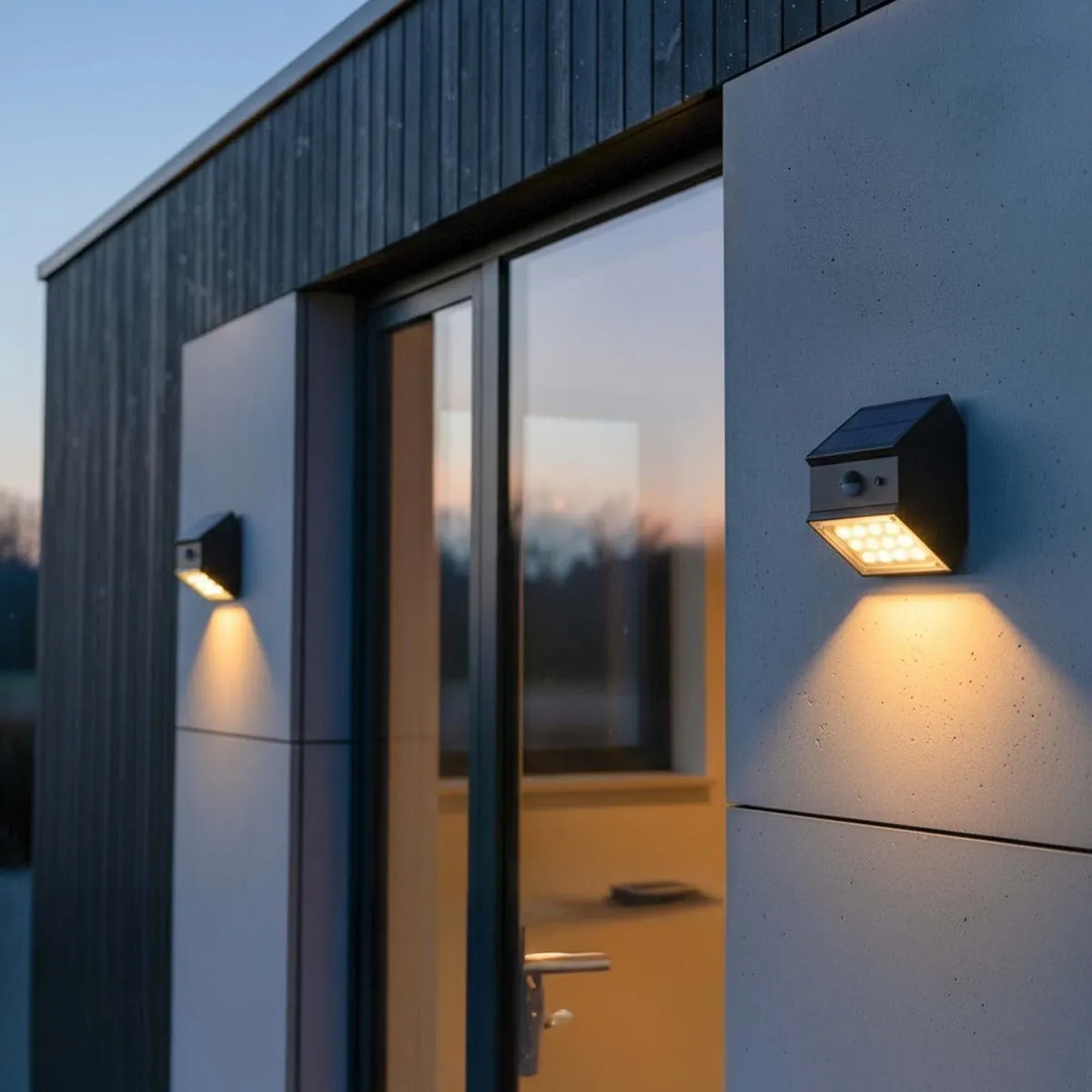 Ledvion LED Solar Wandlamp Buiten Sensor Draaibaar 2.5W - Zwart