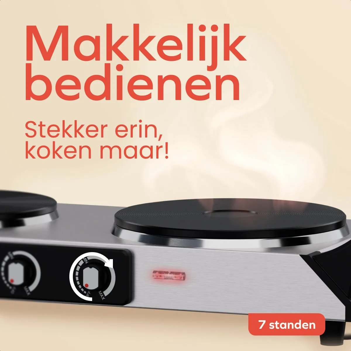 KitchenBrothers KB680 Elektrische Kookplaat 2 Pits 2500W - RVS