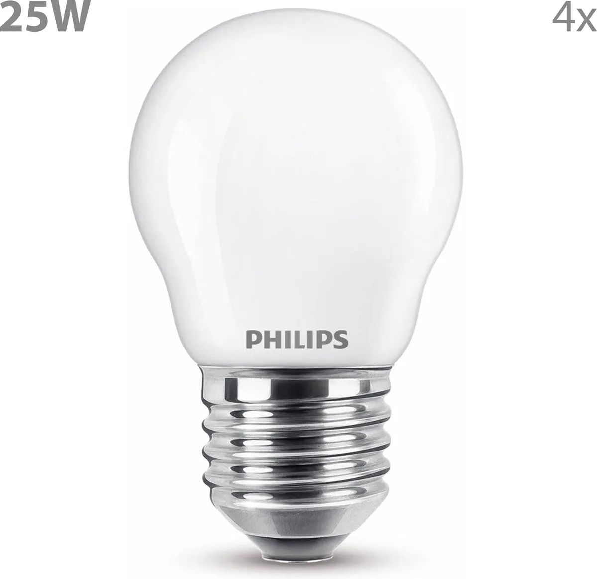 Philips LED E27 Mat LED Kogellamp 2.2W Warmwit - 4 Stuks