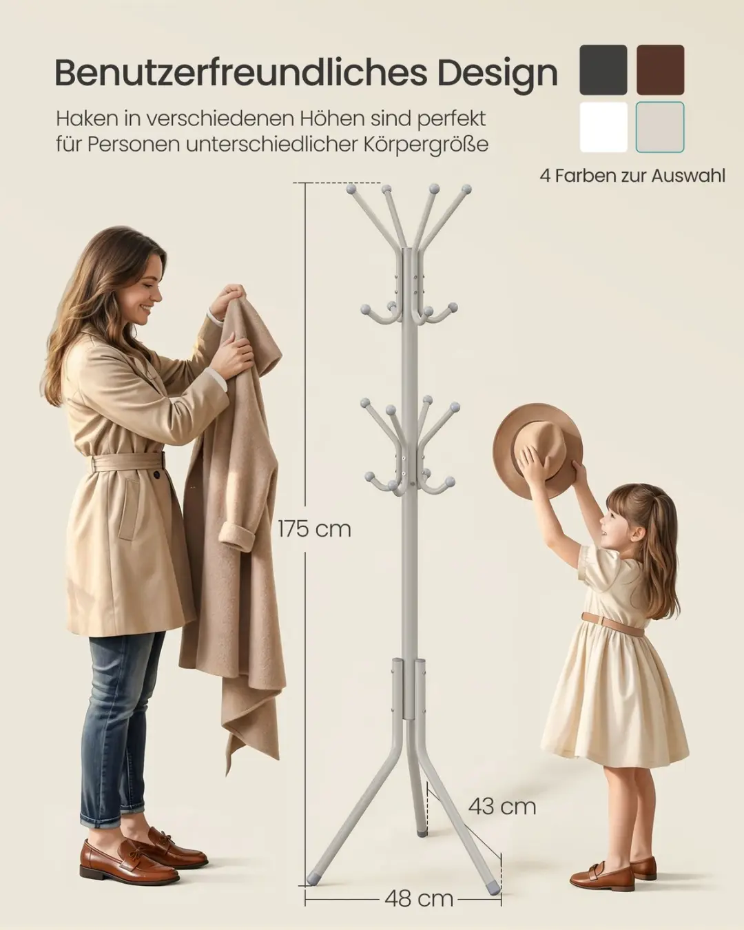 Songmics RCR081LH01 Kapstok 16 Haken - Beige - afbeelding 2 van 6