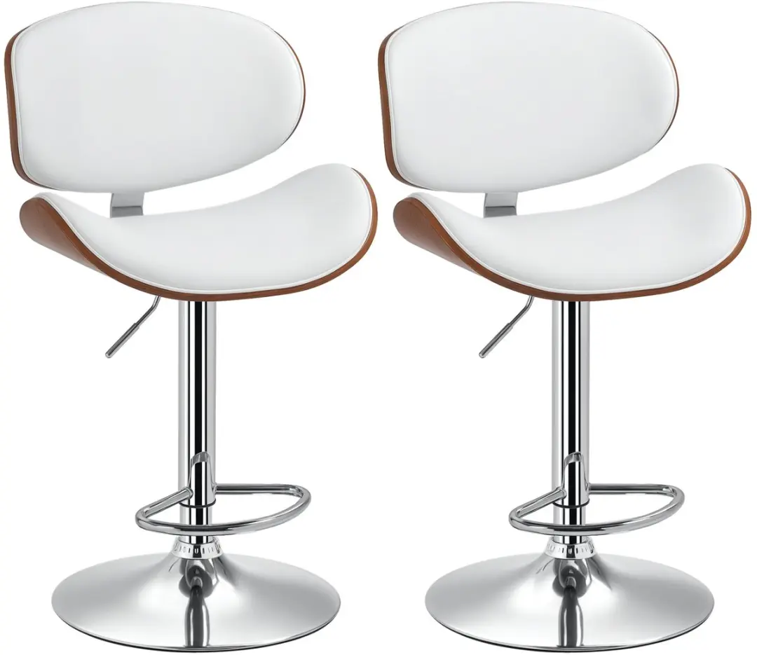 HOMCOM-Barkruk-53x52x112cm-Synthetische coating-Wit