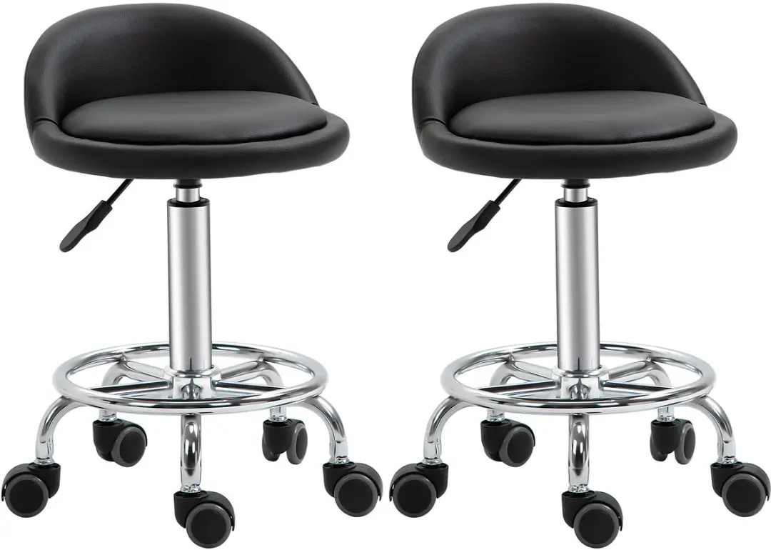 HOMCOM Salon Stool-Synthetischer Bezug-38 x 38 x 72 cm-Schwarz
