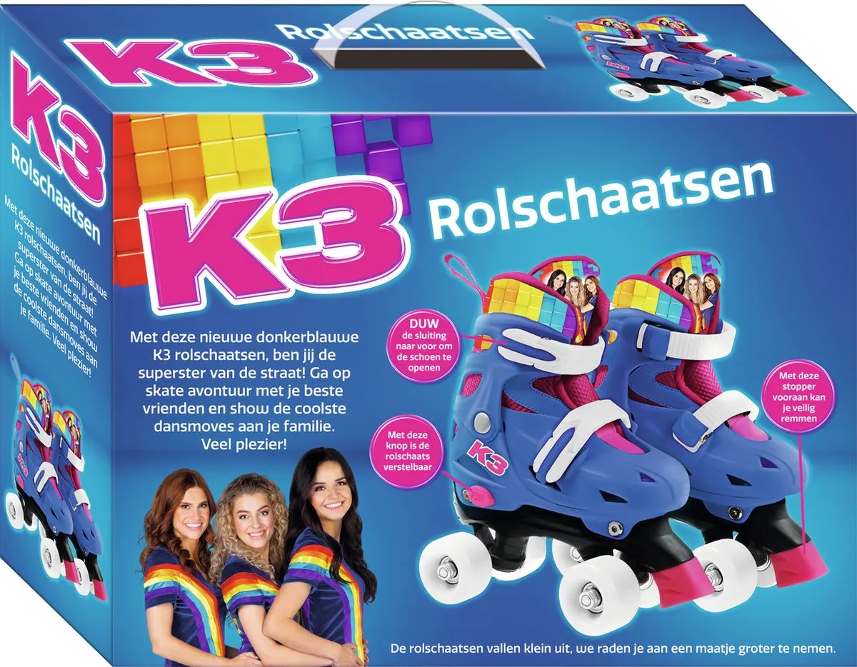 K3 Rolschaatsen Maat 26-29 - Regenboog - Verstelbaar