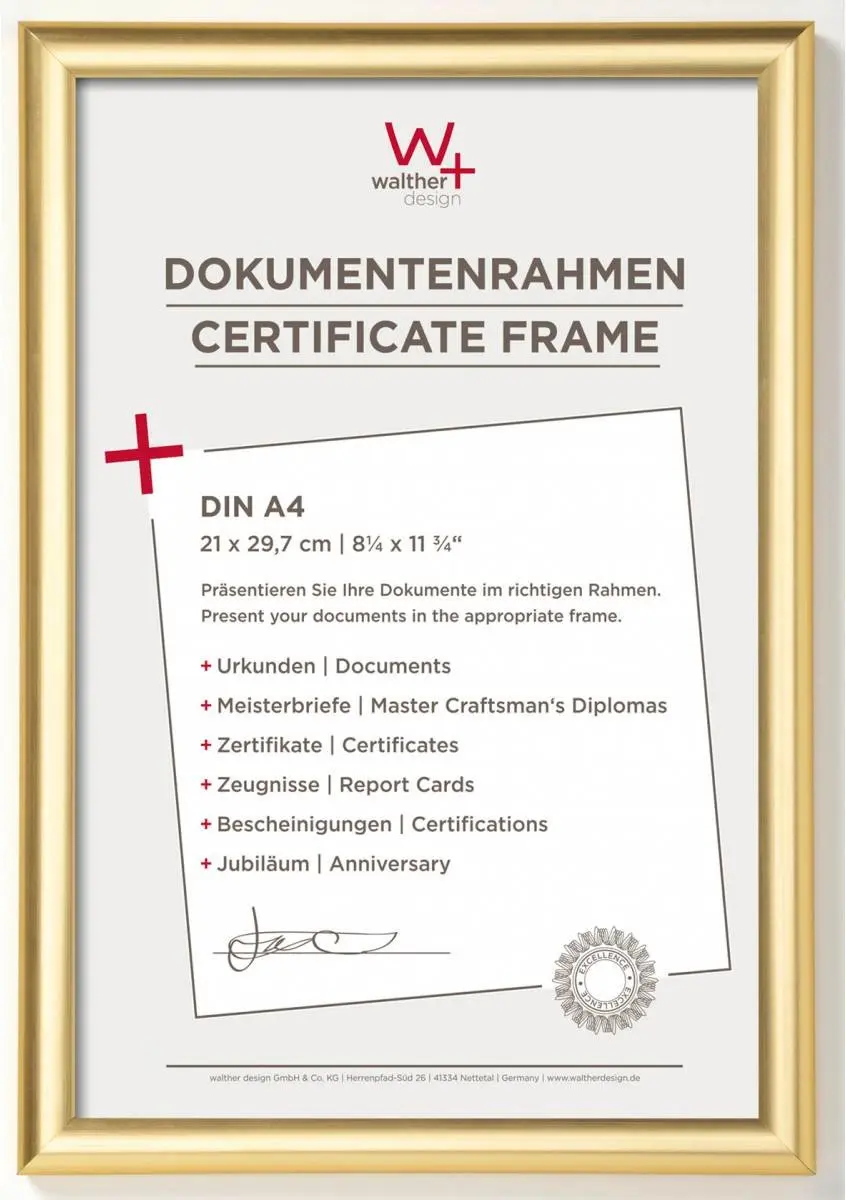 Walther KP130G Wissellijst DIN A4 Goud