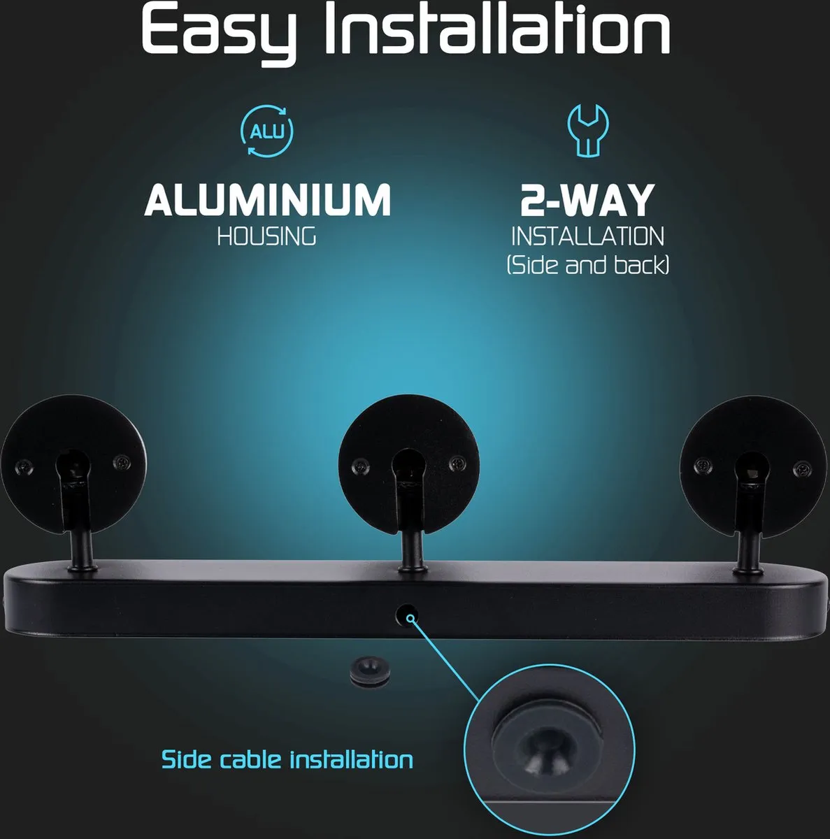LEDVION SMART LED Plafondspot 3-lichts RGB+CCT 4.9W - Zwart