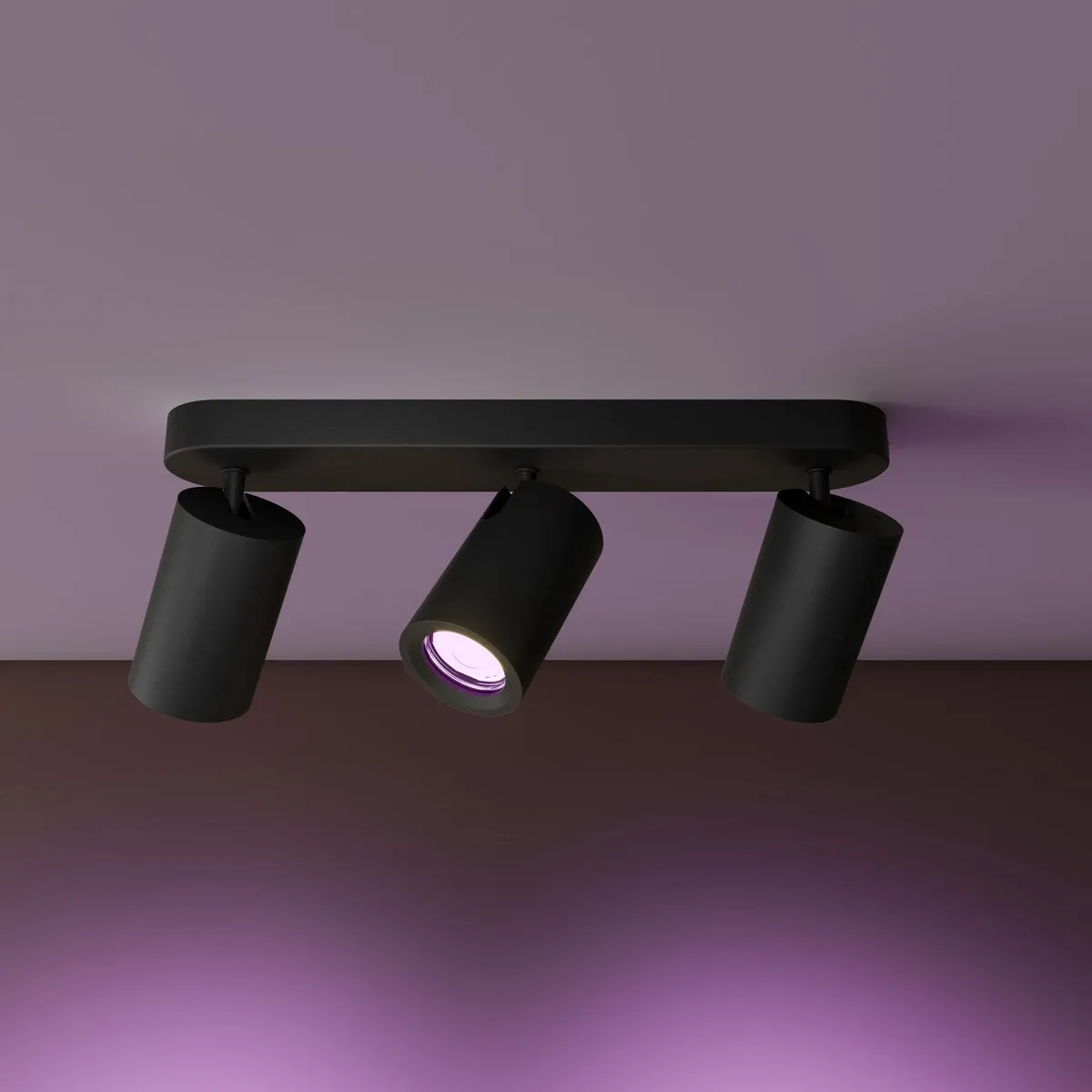 LEDVION SMART LED Plafondspot 3-lichts RGB+CCT 4.9W - Zwart - afbeelding 6 van 6