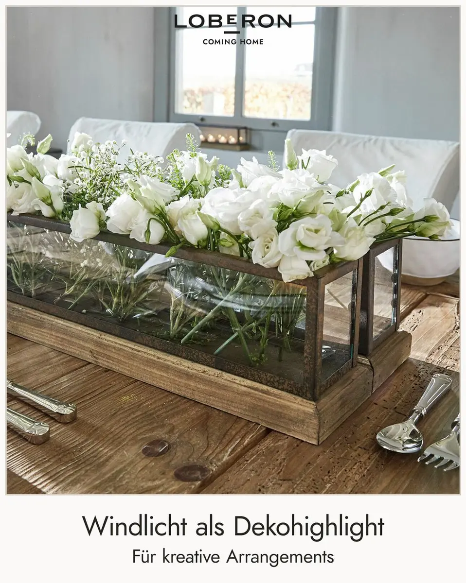 Loberon Windlicht Curgy - bruin/helder - afbeelding 2 van 6