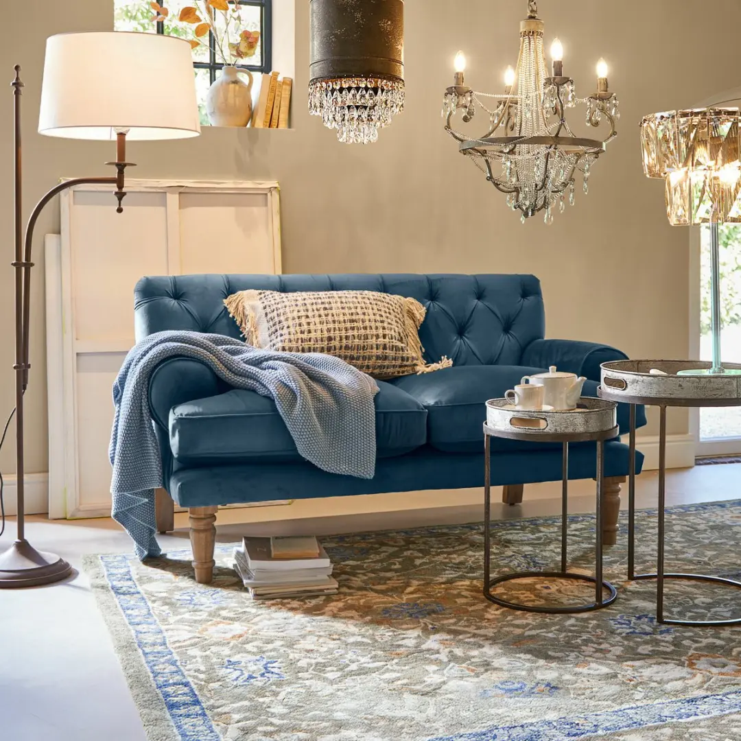 Loberon Bank Carme - 4 Zitplekken - Blauw - afbeelding 2 van 6
