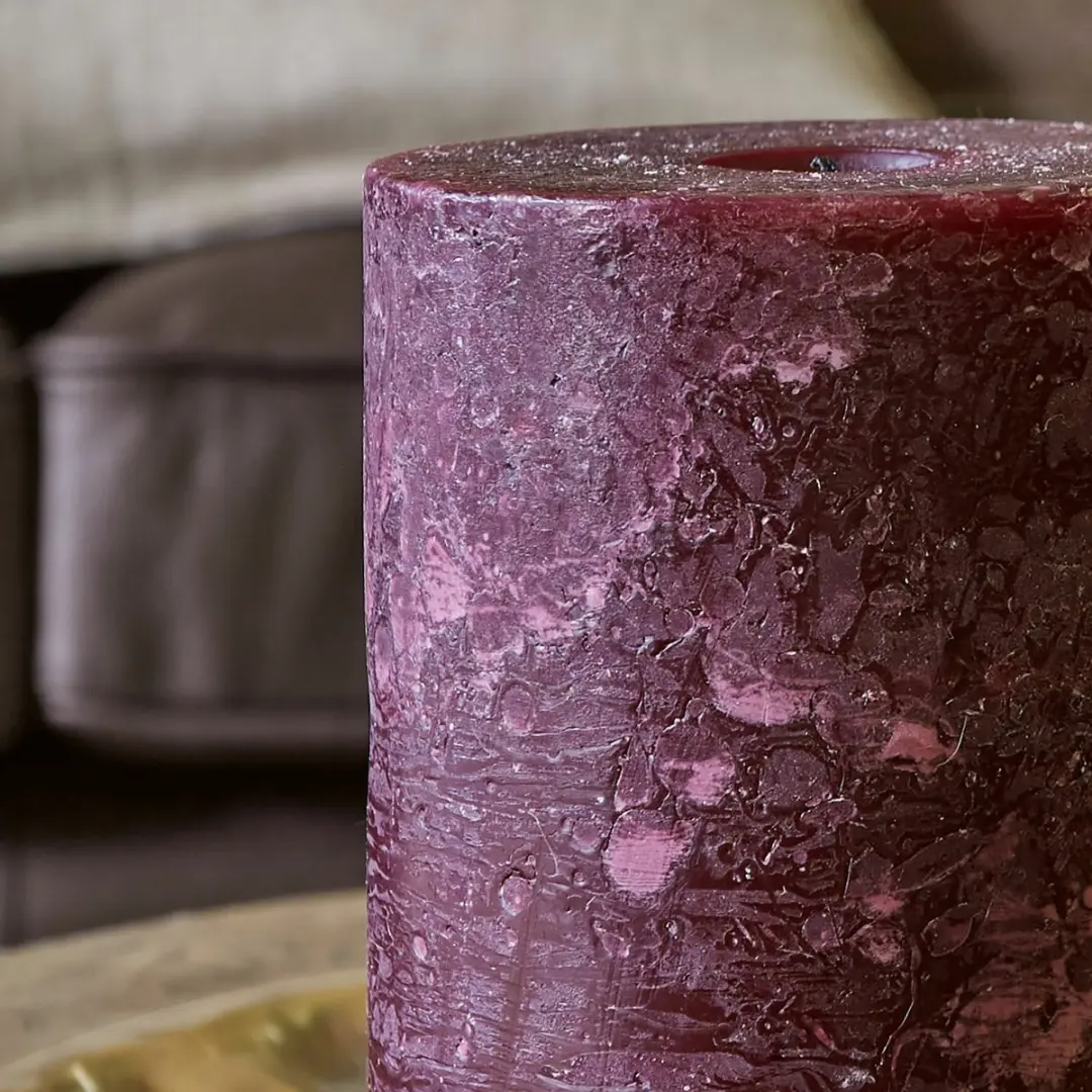 Loberon Oviedo Kaarsen - 2 Stuks - Ø10cm Bordeaux - afbeelding 5 van 6