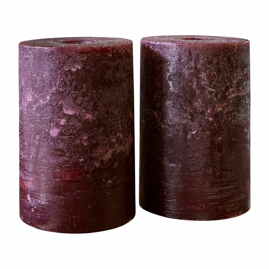 Loberon Oviedo Kaarsen - 2 Stuks - Ø10cm Bordeaux - afbeelding 3 van 6