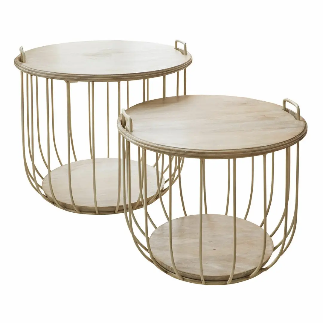 Loberon Lawson Salontafel - 2 Stuks - Ø60cm - Antiekwit - afbeelding 6 van 6