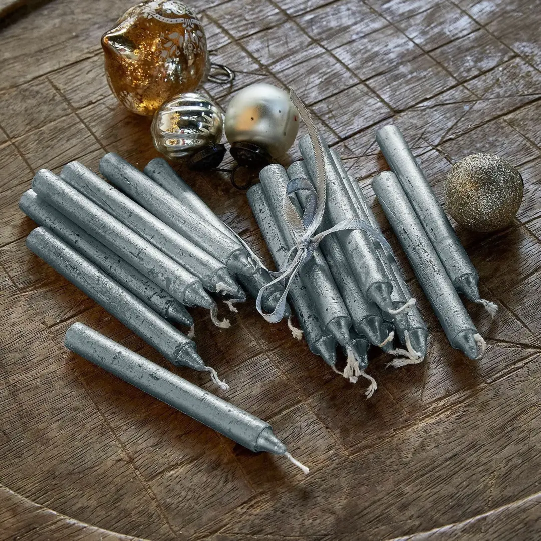 Loberon Bauceau Kaarsen - 12 Stuks - Zilverkleurig - afbeelding 2 van 4
