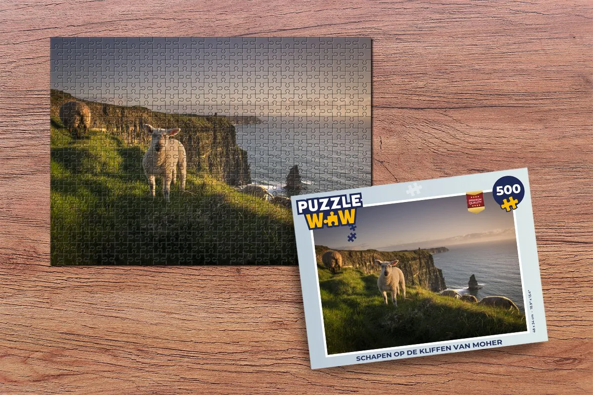 PuzzleWow Schapen op de Kliffen van Moher Legpuzzel 500 Stuks - Multicolor