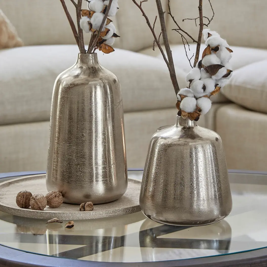 Loberon Orabela Vaas - 2 Stuks Zilverkleurig - afbeelding 5 van 5