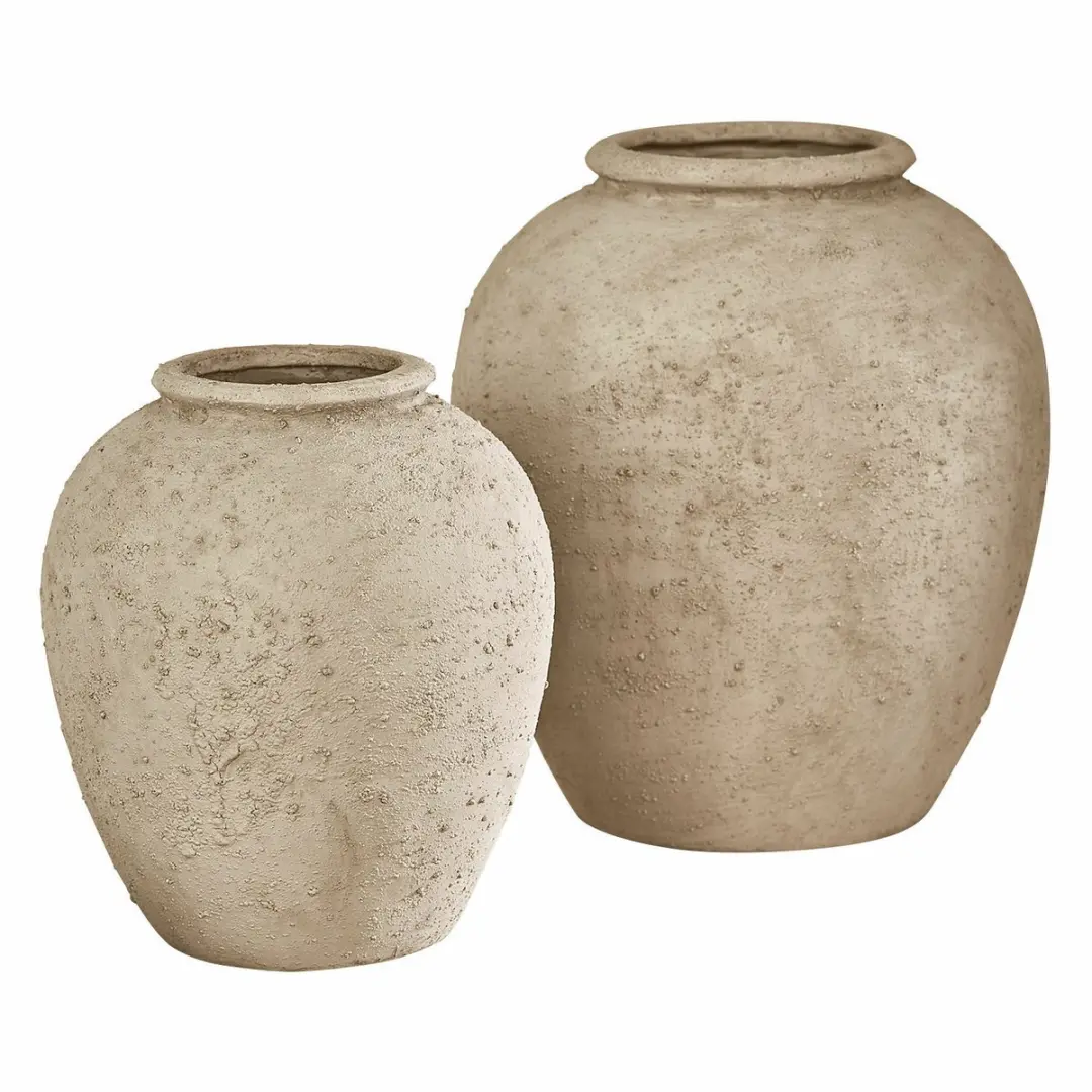 Loberon Zaviro Vaas Set - 2 Stuks Taupe - afbeelding 4 van 6