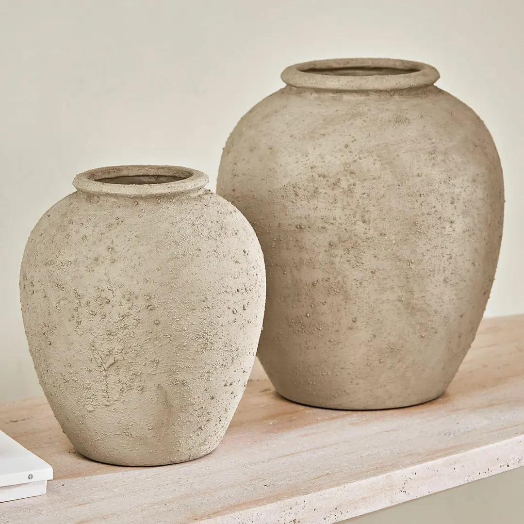 Loberon Zaviro Vaas Set - 2 Stuks Taupe - afbeelding 5 van 6