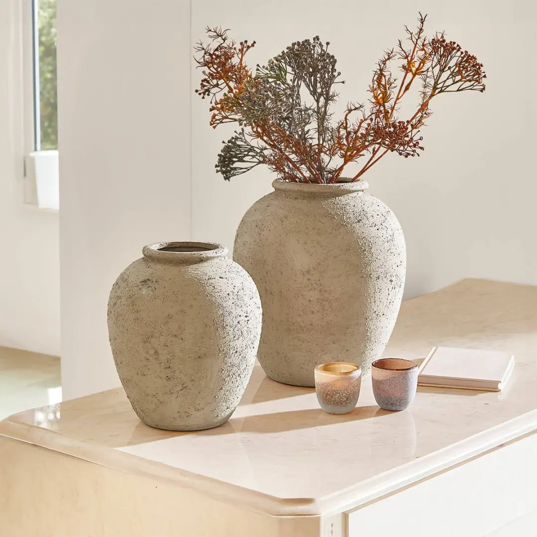 Loberon Zaviro Vaas Set - 2 Stuks Taupe - afbeelding 3 van 6