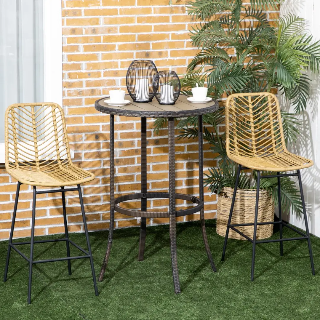 Homcom Boho Barkrukken Set van 2 - Zwart - afbeelding 4 van 6