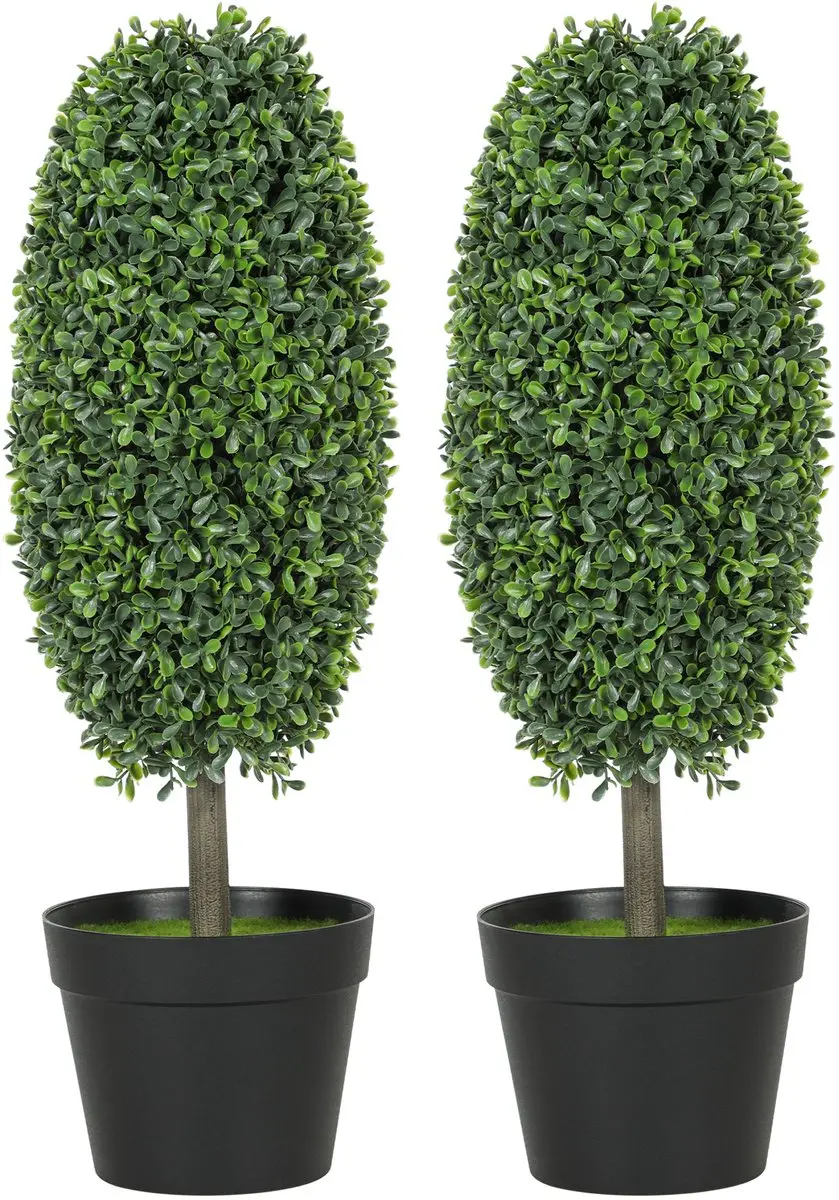 HOMCOM Kunstmatige Topiaries Kunststof, cement Diameter 17,5 cm x 60 cm hoog Gro
