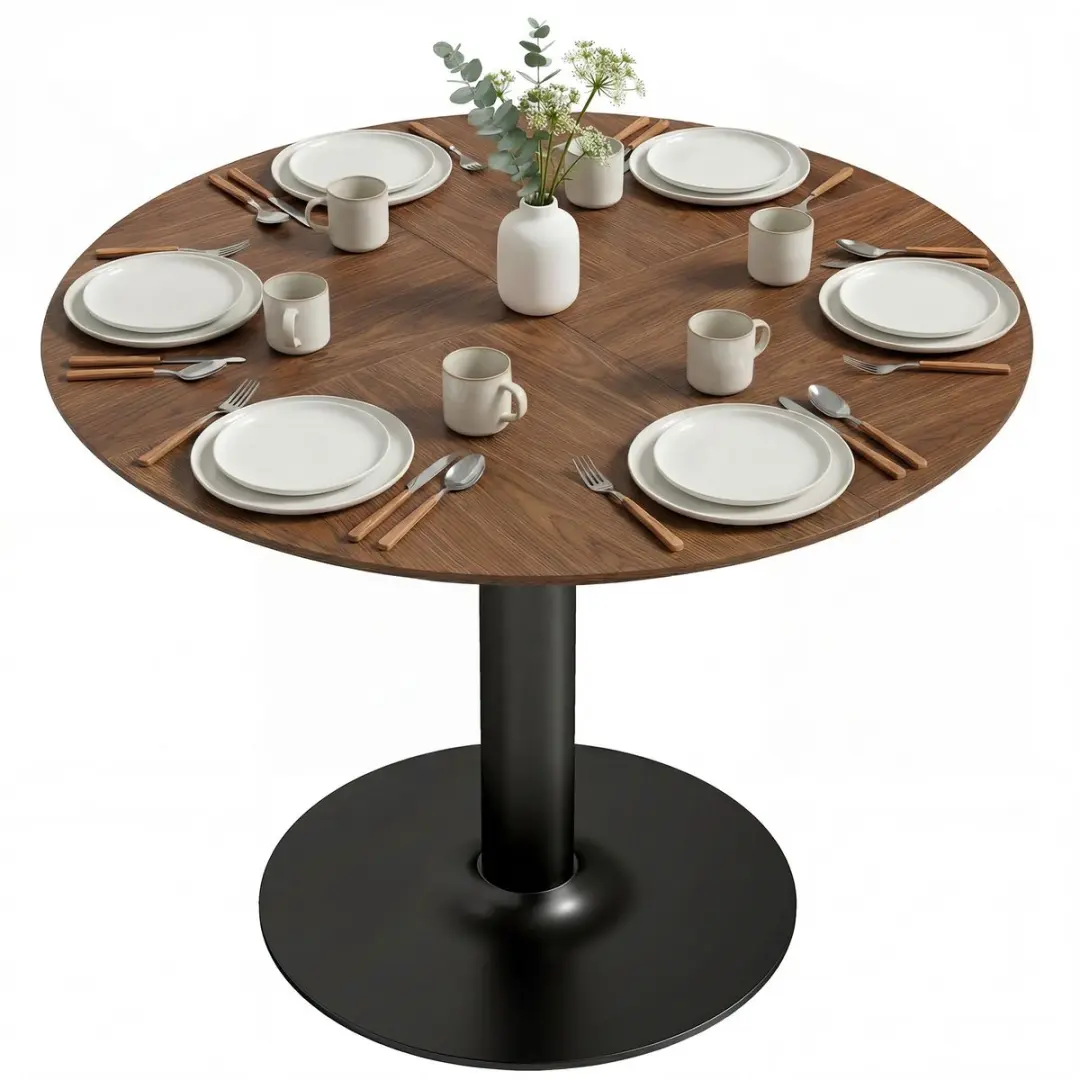 Homcom Eettafel-MDF, staal-110L x 110B x 78H cm-Bruin