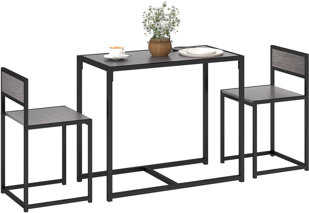 Homcom Eettafelset-Metaal, MDF-90L x 47B x 76H cm-Grijs