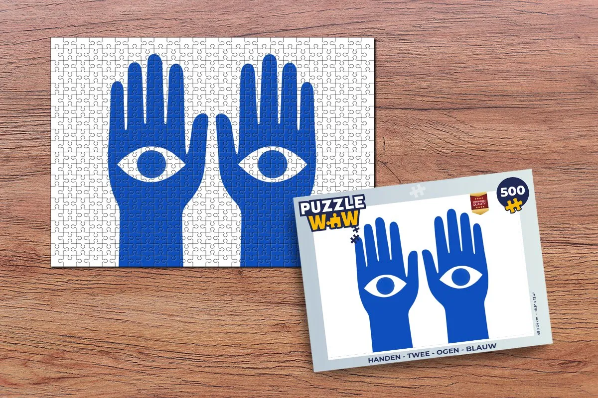 PuzzleWow Legpuzzel 500 Stuks - Handen & Ogen Blauw