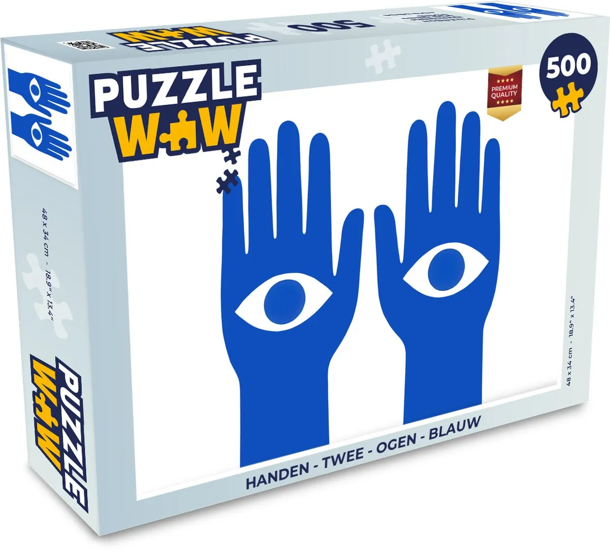 PuzzleWow Legpuzzel 500 Stuks - Handen & Ogen Blauw