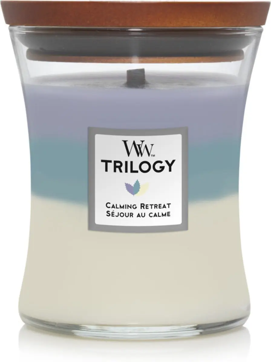 WoodWick Trilogy Geurkaars Medium Calming Retreat - Blauw - afbeelding 4 van 5