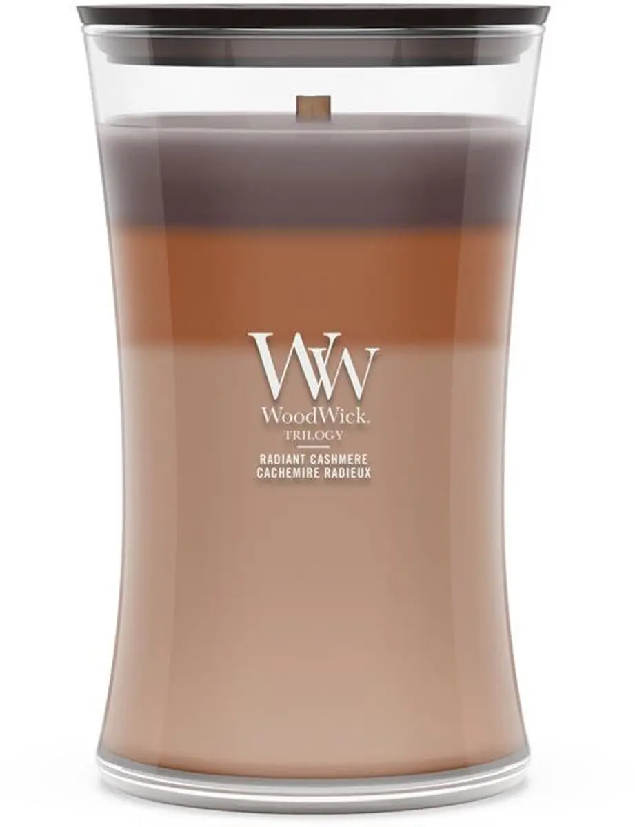WoodWick Trilogy Hourglass Radiant Cashmere Geurkaars - 130 Branduren - afbeelding 5 van 5