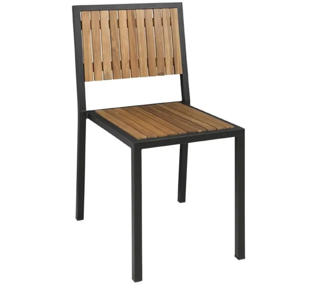 Bolero stalen en acaciahouten stoelen zonder armleuningen