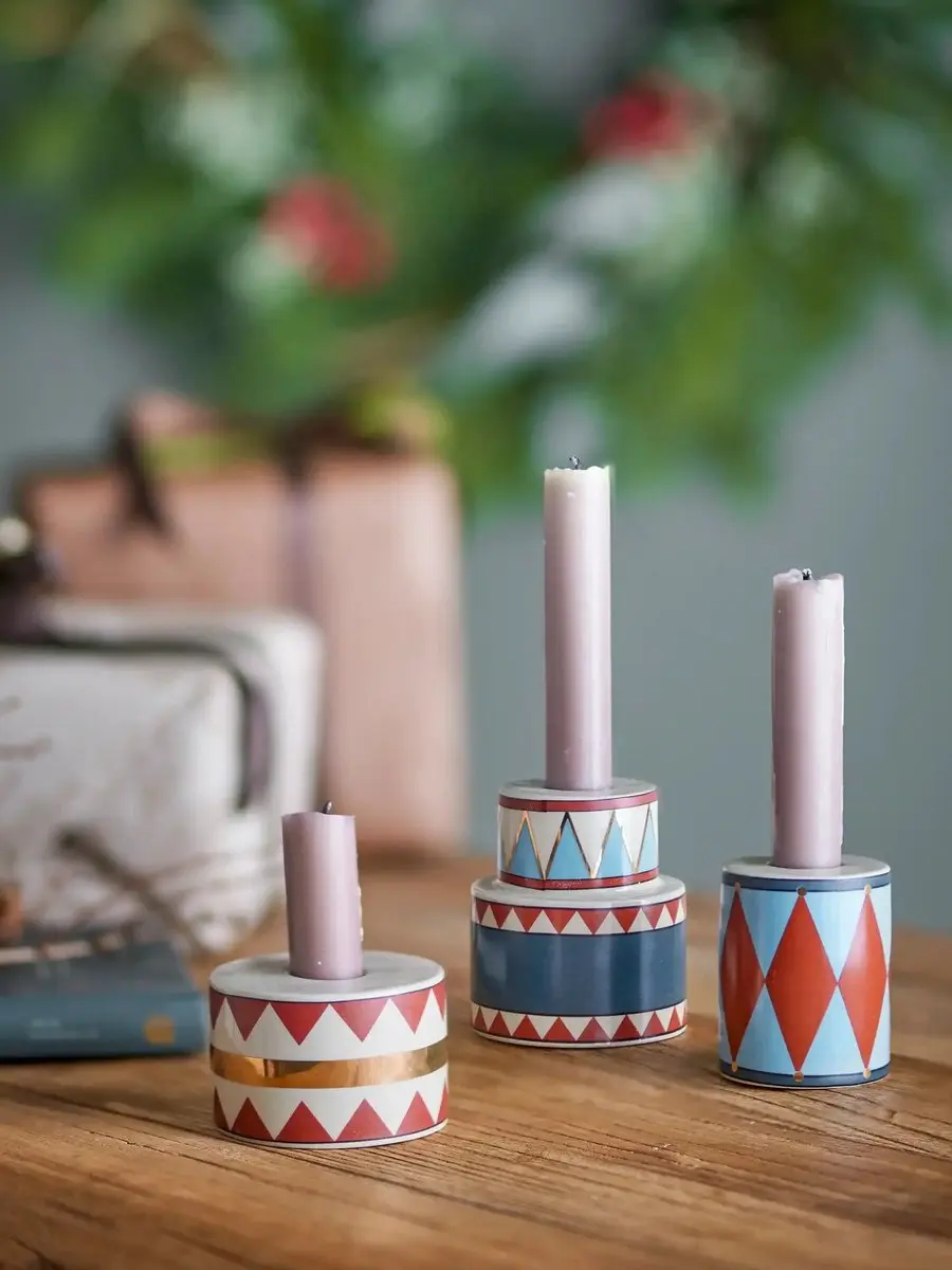 Bloomingville Bitja Kandelaar - Blauw - 3 Stuks - afbeelding 4 van 6