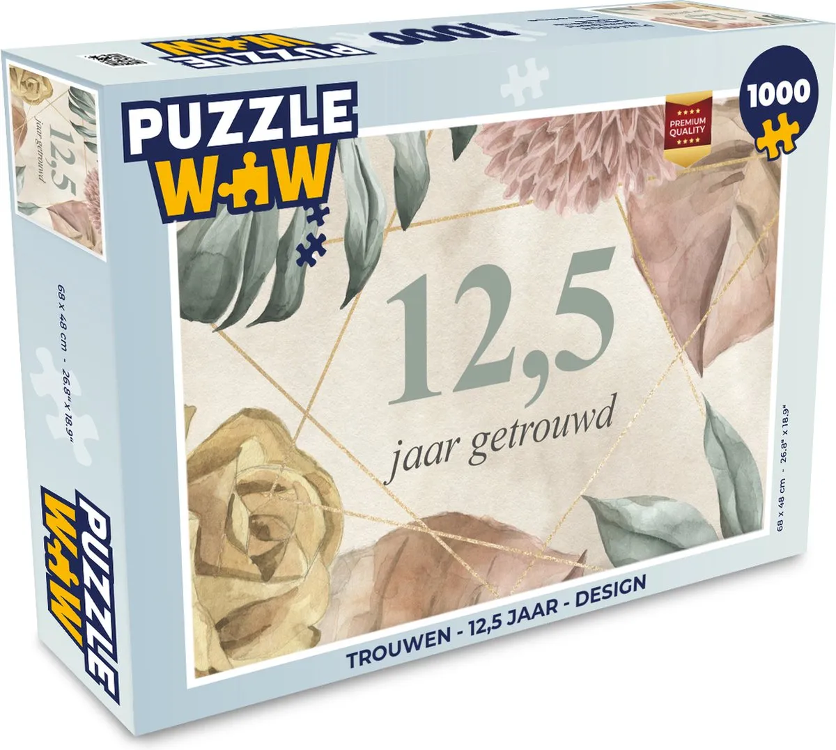 PuzzleWow 1000 Stuks Legpuzzel 12,5 Jaar Getrouwd - Multicolor