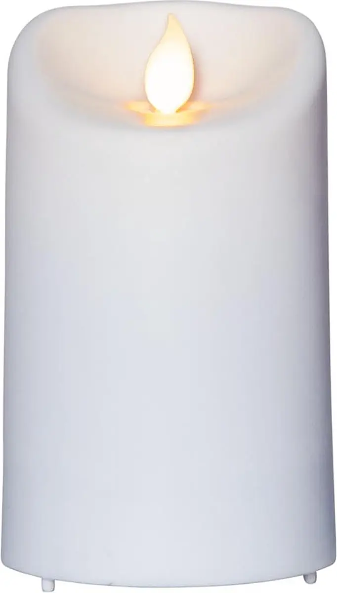 Star Trading kaars M-Twinkle, zuilkaars, wit, LED, timer, geel, buiten, binnen,