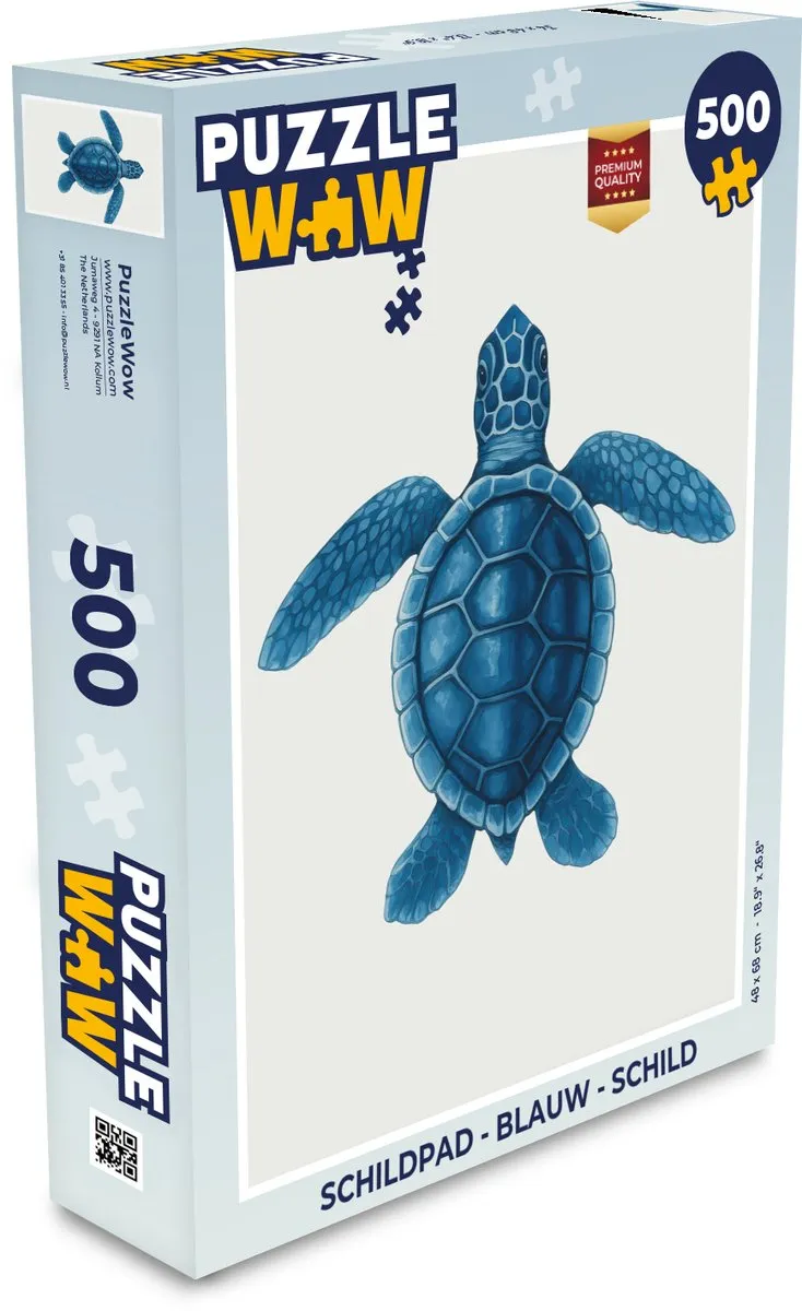 PuzzleWow Schildpad Legpuzzel 500 Stuks - Blauw - MPN 8721414233977