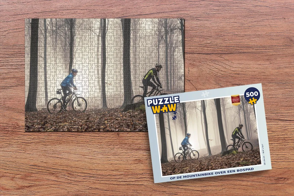 PuzzleWow Puzzel Op de mountainbike 500 Stuks - Multicolor