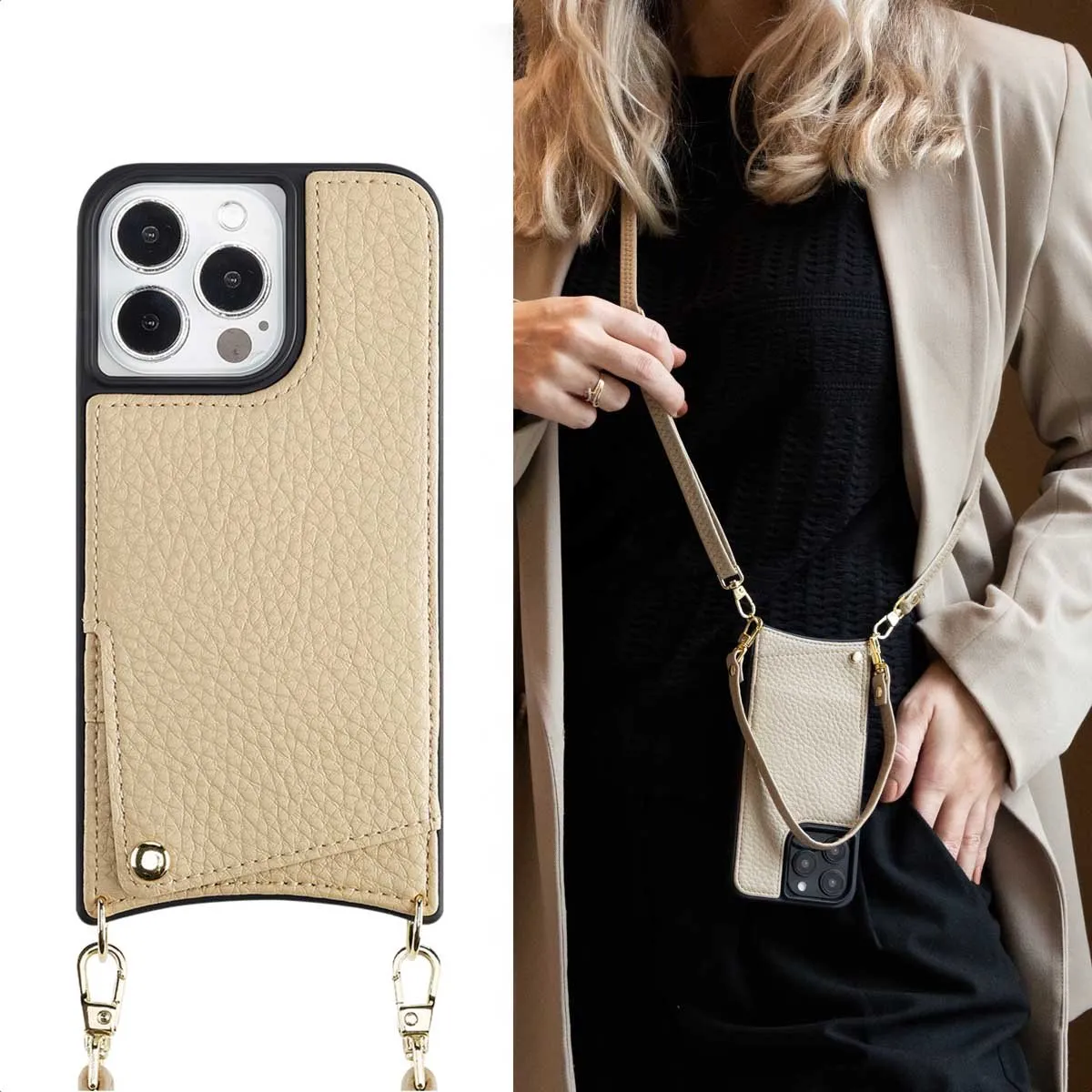Selencia Hoesje iPhone 13 Pro Beige - 2 Pasjes