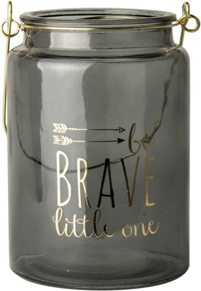 Gusta Theelichthouder Be Brave Little One 15cm Blauw/Transparant