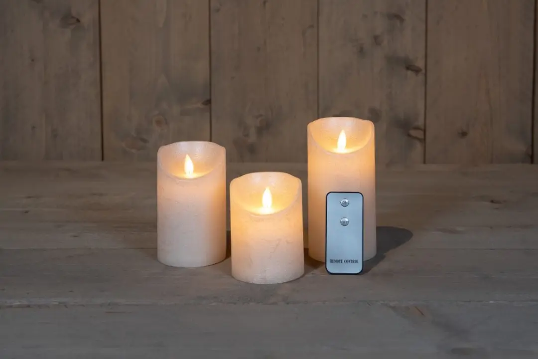 Anna's Collection Rustieke LED Kaarsen - 3 Stuks - Parelkleurig - afbeelding 5 van 5