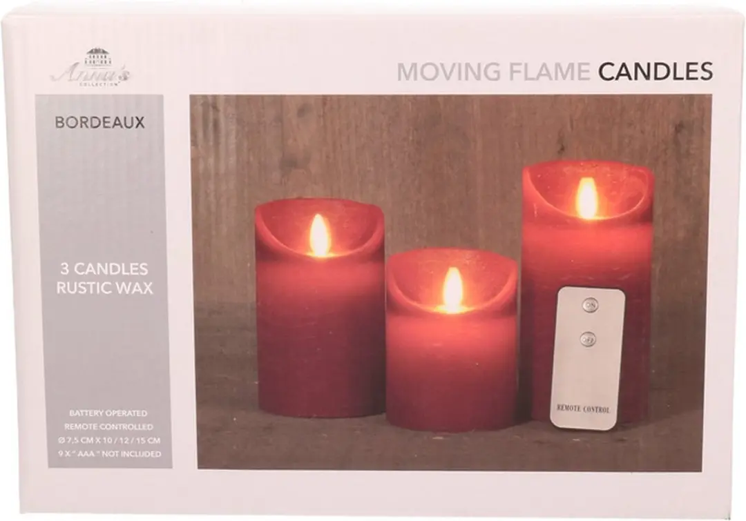 Anna's Collection LED Kaarsen Bordeaux - 3 Stuks - afbeelding 2 van 6