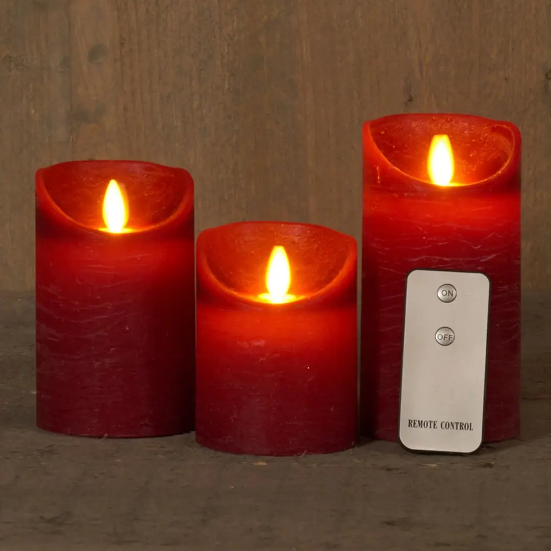Anna's Collection LED Kaarsen Bordeaux - 3 Stuks - afbeelding 3 van 6