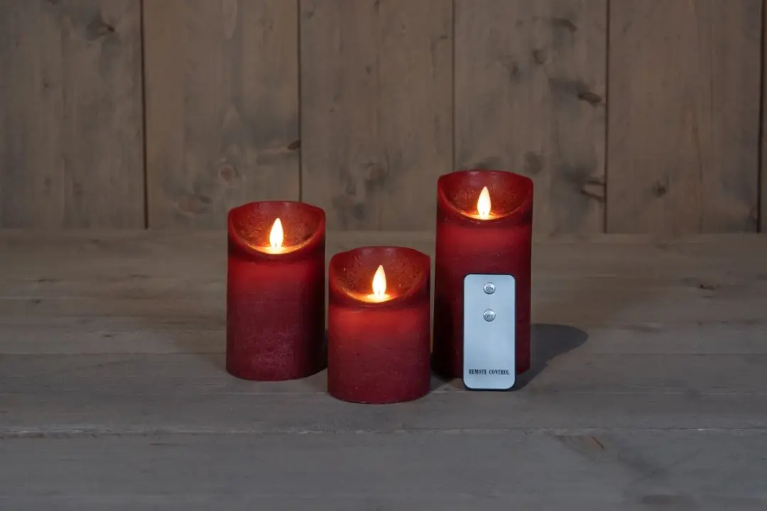 Anna's Collection LED Kaarsen Bordeaux - 3 Stuks - afbeelding 6 van 6