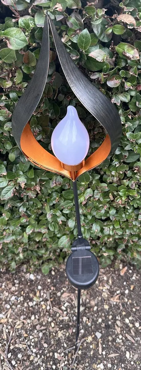 Metalen solarlamp op tuinsteker "flame lamp" -meerkleurig + oranje