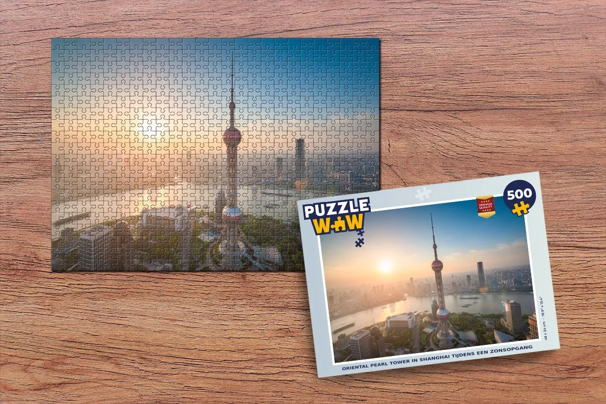 PuzzleWow Oriental Pearl Tower Legpuzzel 500 Stuks - Multicolor