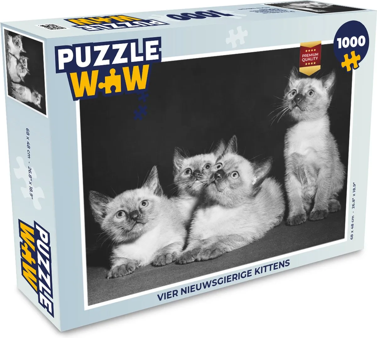 PuzzleWow Vier Nieuwsgierige Kittens Legpuzzel 1000 Stuks