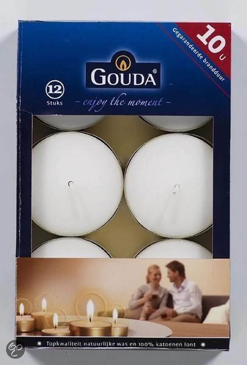 GOUDA Stompkaars Gouda Maxilichten 10 uur doos 12 wit
