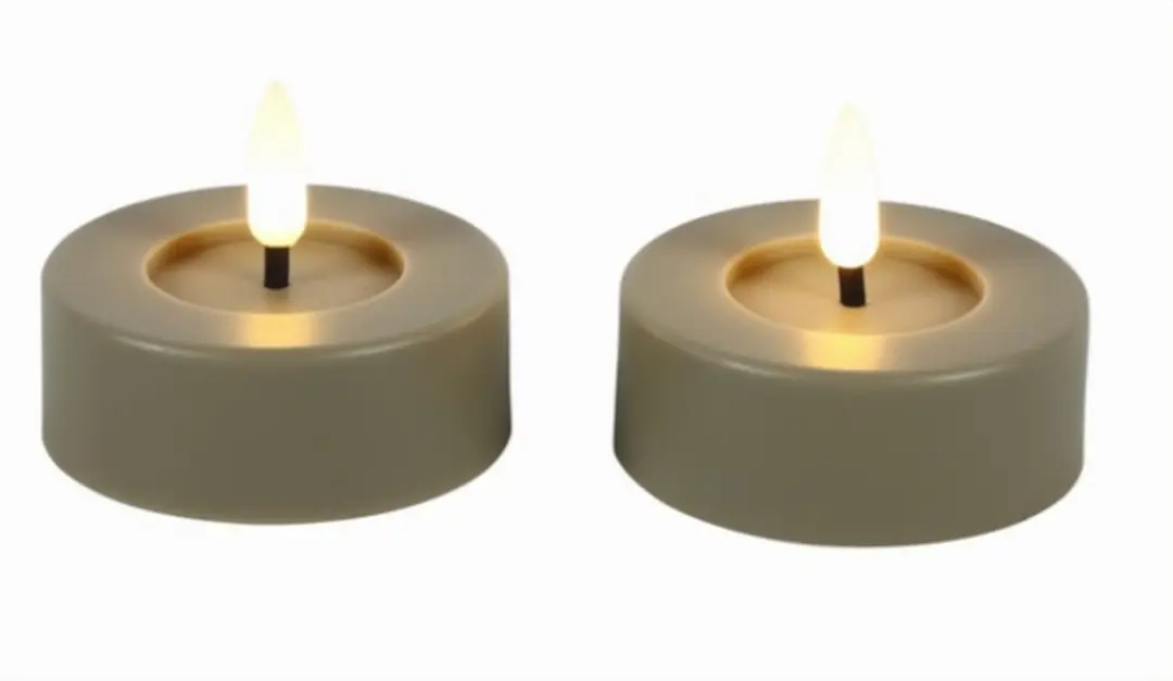 Countryfield LED theelicht rustiek beige set van 2